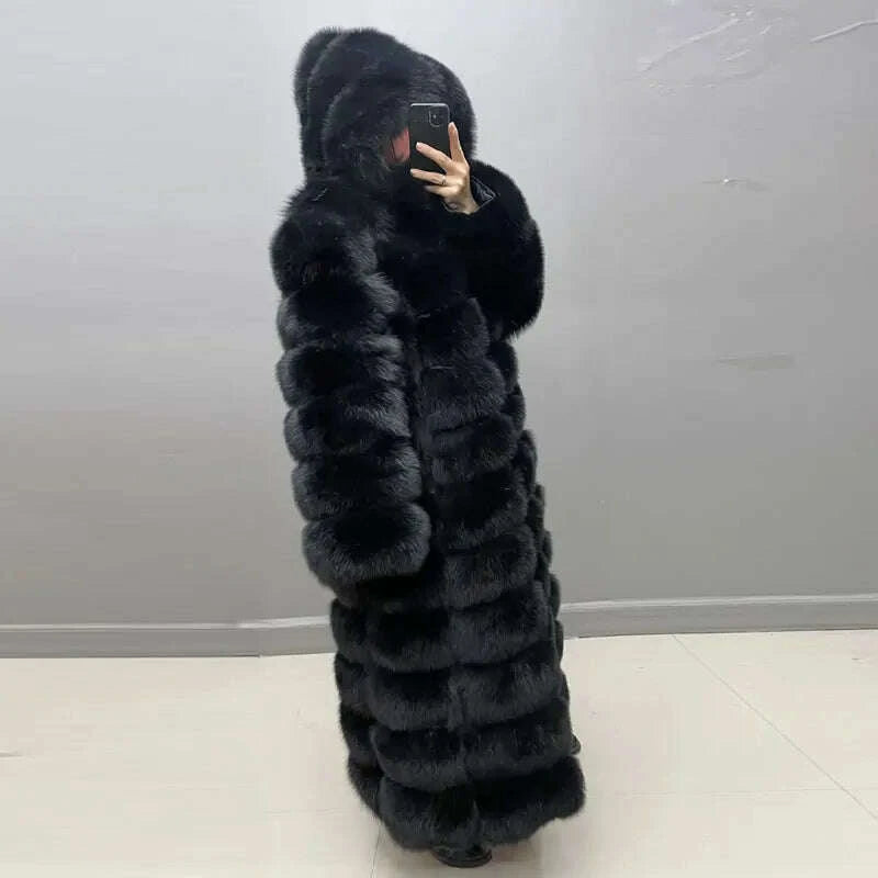 Fiona Women's Winter Coat | 100% Real Fox Fur, Hooded Long Puffer 1