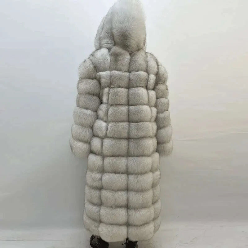 Fiona Women's Winter Coat | 100% Real Fox Fur, Hooded Long Puffer 2