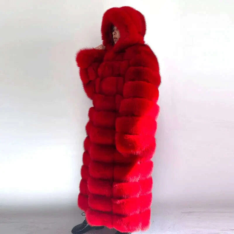 Fiona Women's Winter Coat | 100% Real Fox Fur, Hooded Long Puffer 3