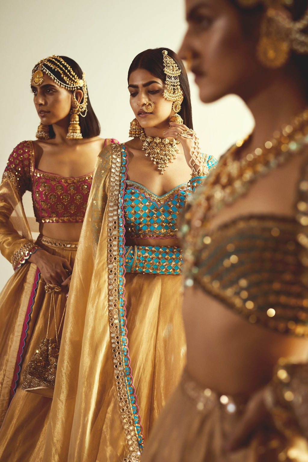 Firozi Women's Wedding Lehenga Set | Hand Embroidered Blouse with Sequins, Festive 3