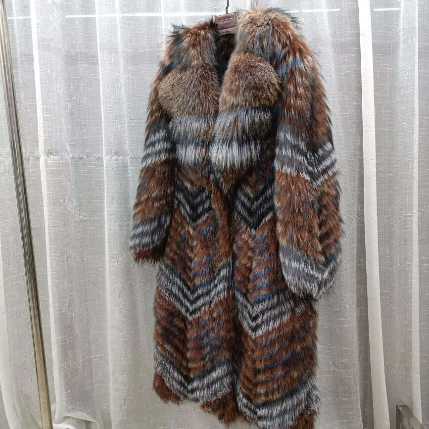 Fury Women's Long Puffer Coat | Real Fox Fur, X-Long Winter Design 6