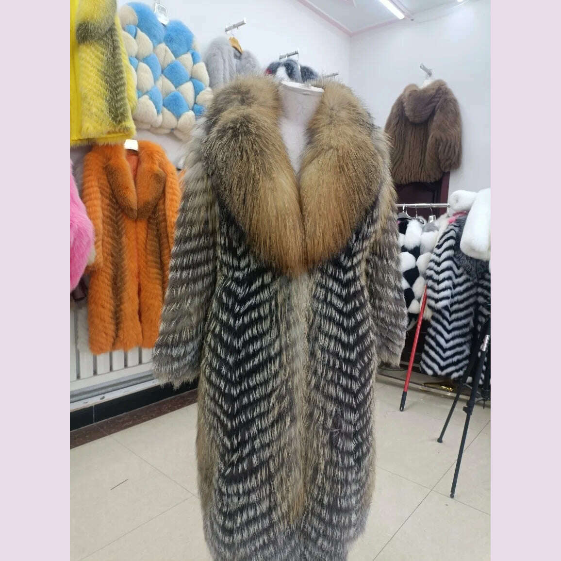 Fury Women's Long Puffer Coat | Real Fox Fur, X-Long Winter Design 9