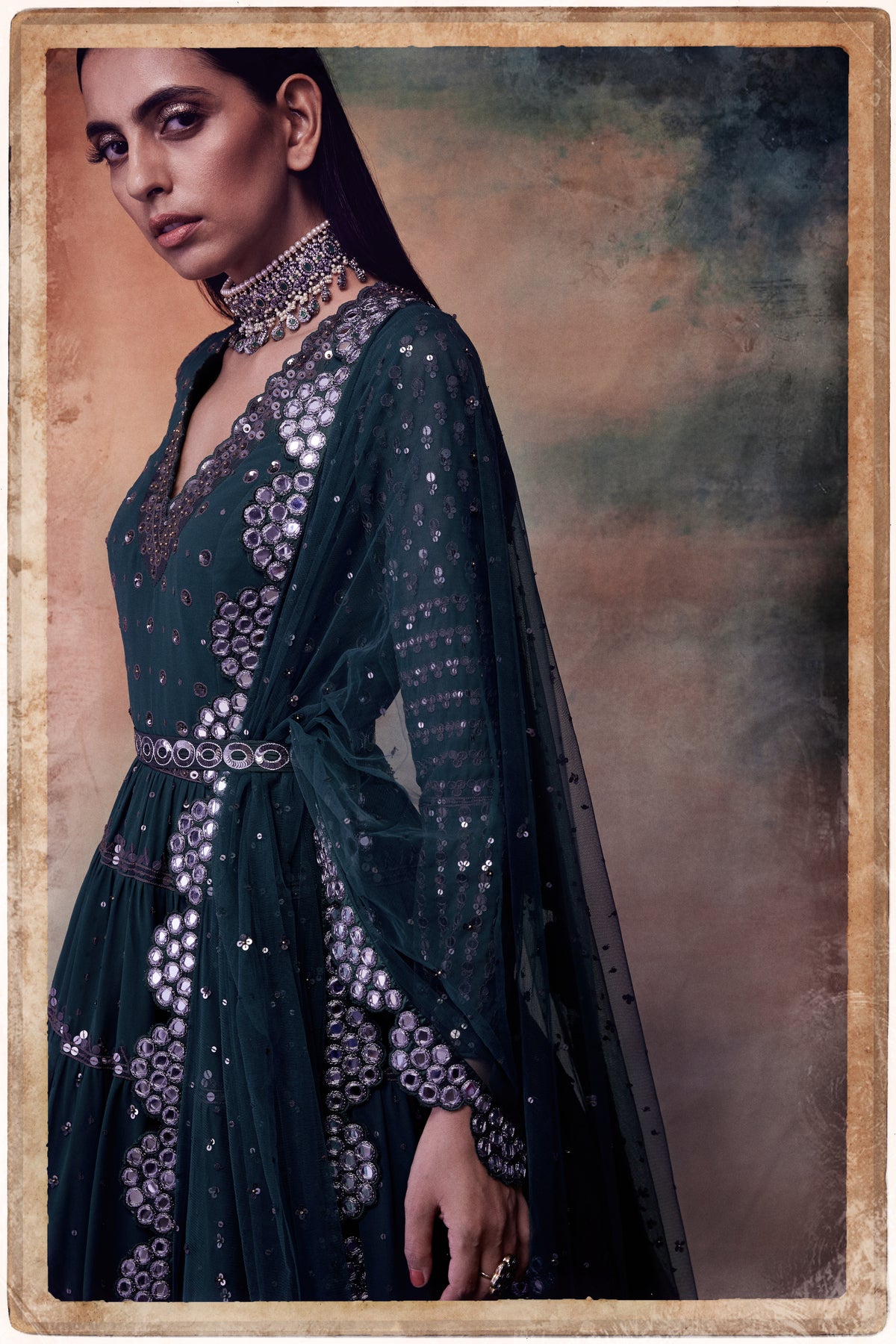 Gina Women's Anarkali Dress | Multi-Geo Hand Embroidery 2