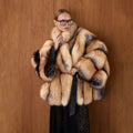 Gina Women's Fox Fur Poncho | Thick Collar, Luxury Winter Wear 0