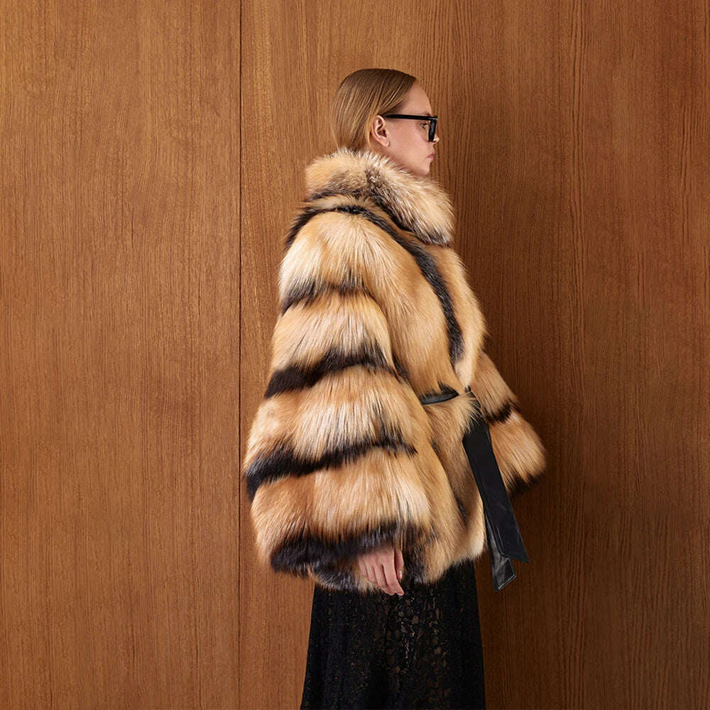 Gina Women's Fox Fur Poncho | Thick Collar, Luxury Winter Wear 3