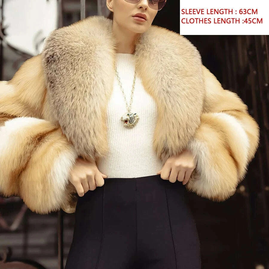 Gina Women's Fur Coat | Genuine Golden Island Fox Fur 0