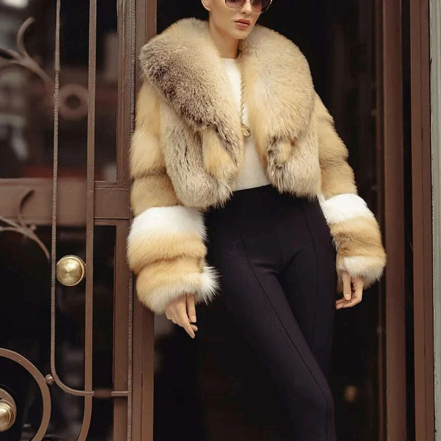 Gina Women's Fur Coat | Genuine Golden Island Fox Fur 2