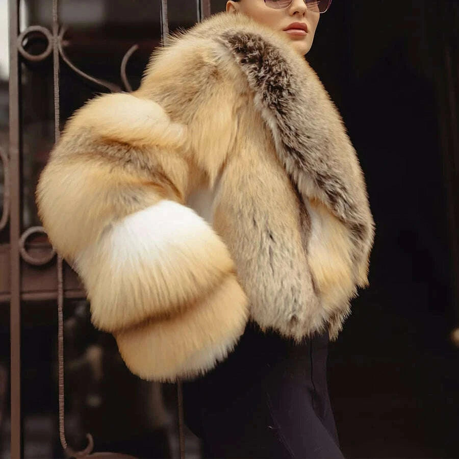 Gina Women's Fur Coat | Genuine Golden Island Fox Fur 3