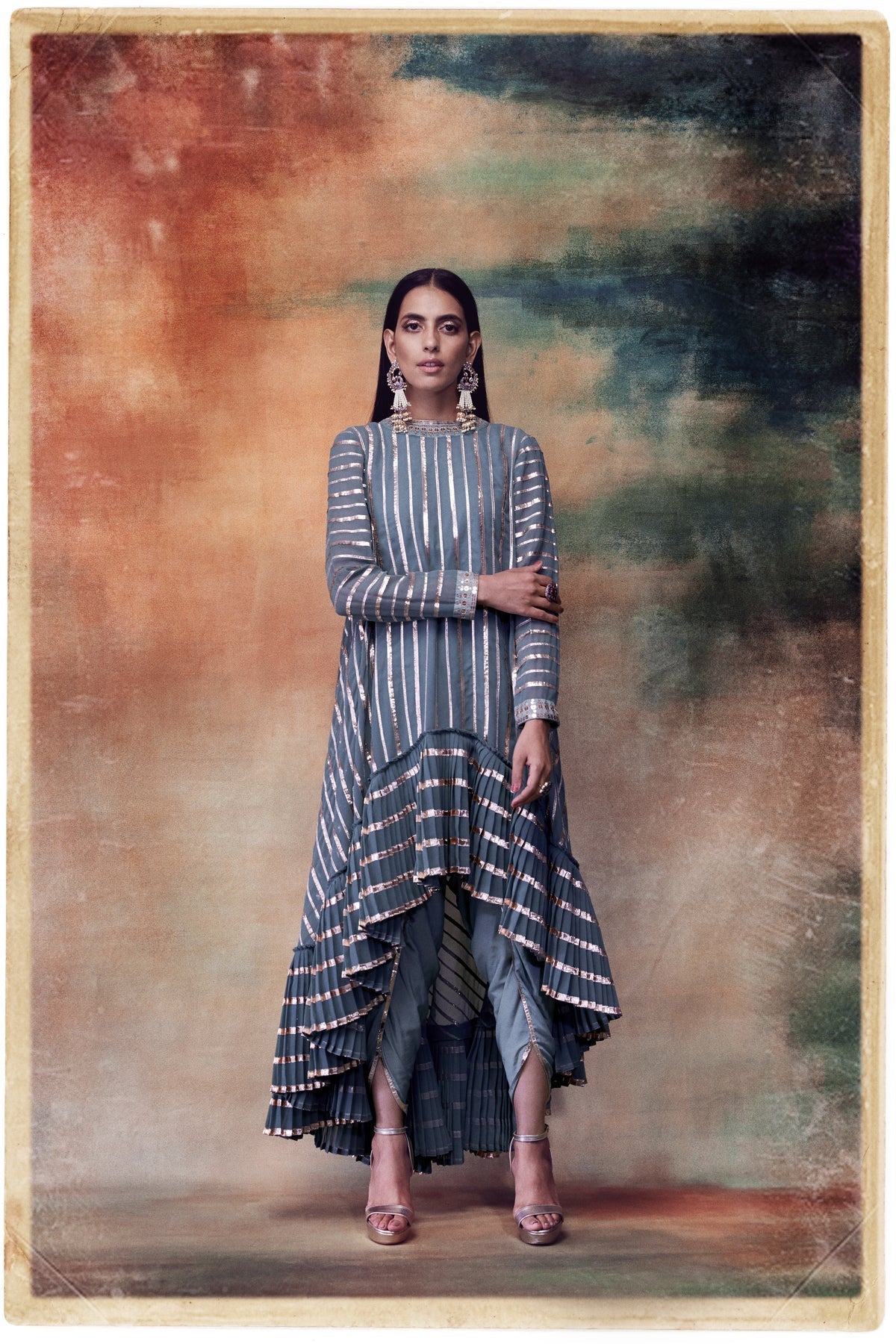 Gota Men's Dhoti Kurta Set | Elegant Gota Stripe Design, Festive Wear 0
