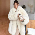 Holly Women's Midi Coat | Genuine Leather with Fox Fur 0
