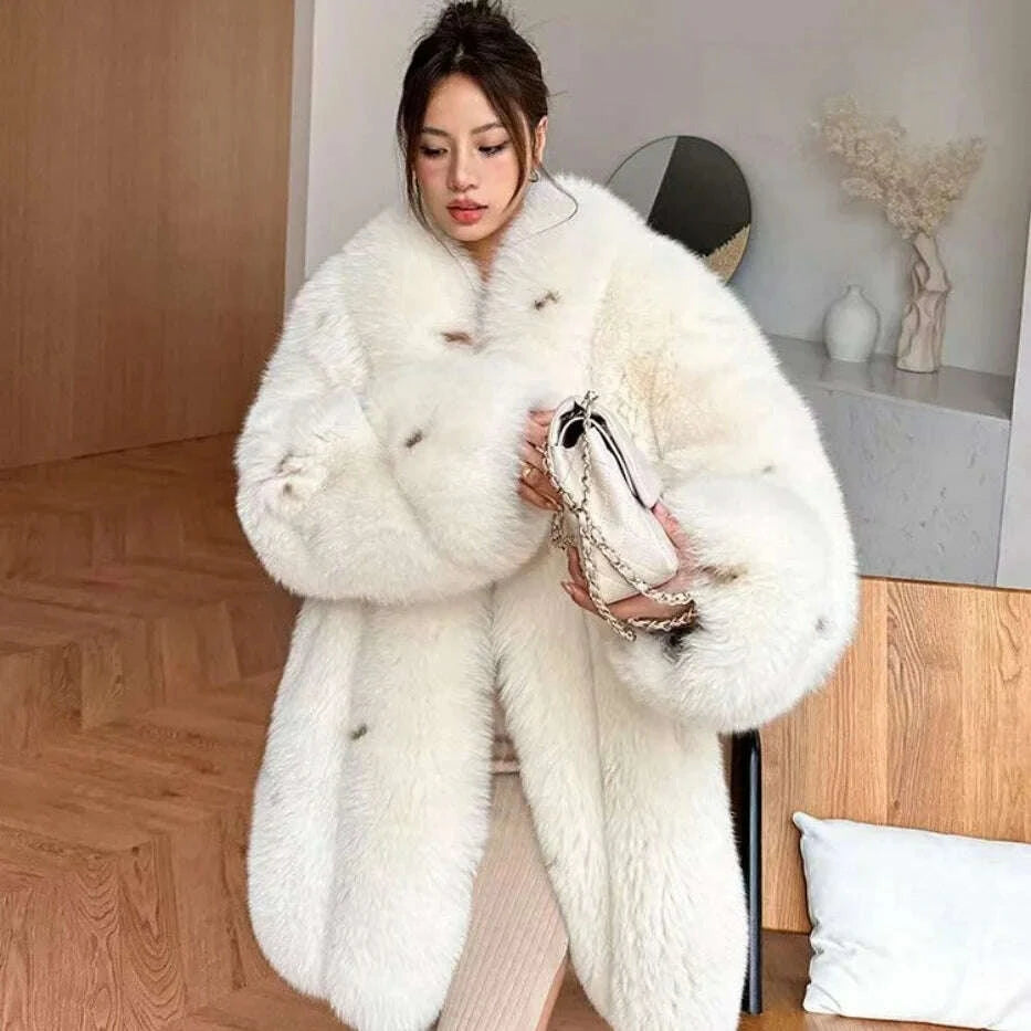 Holly Women's Midi Coat | Genuine Leather with Fox Fur 0