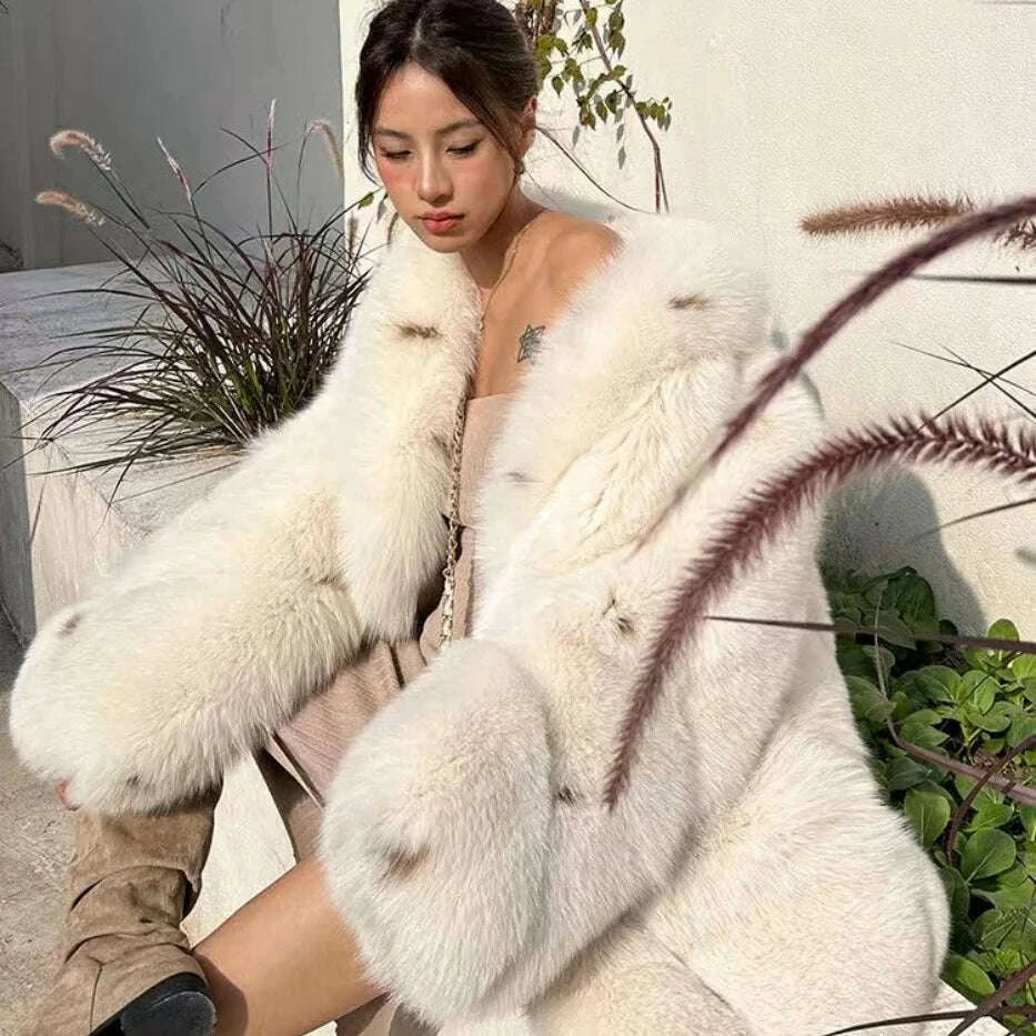 Holly Women's Midi Coat | Genuine Leather with Fox Fur 1