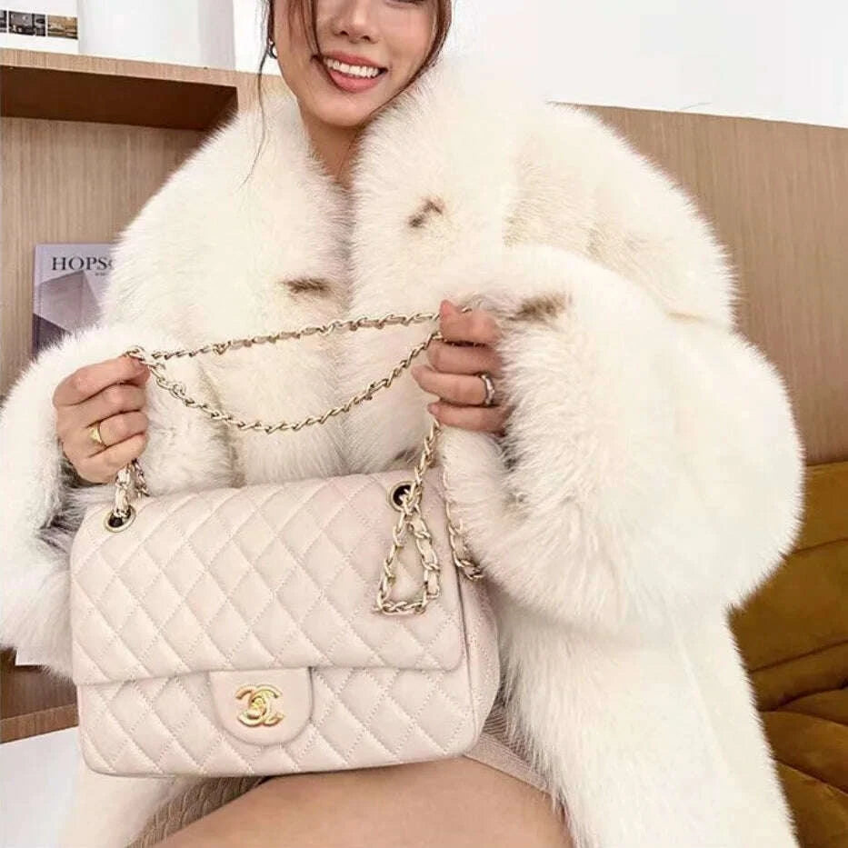 Holly Women's Midi Coat | Genuine Leather with Fox Fur 2