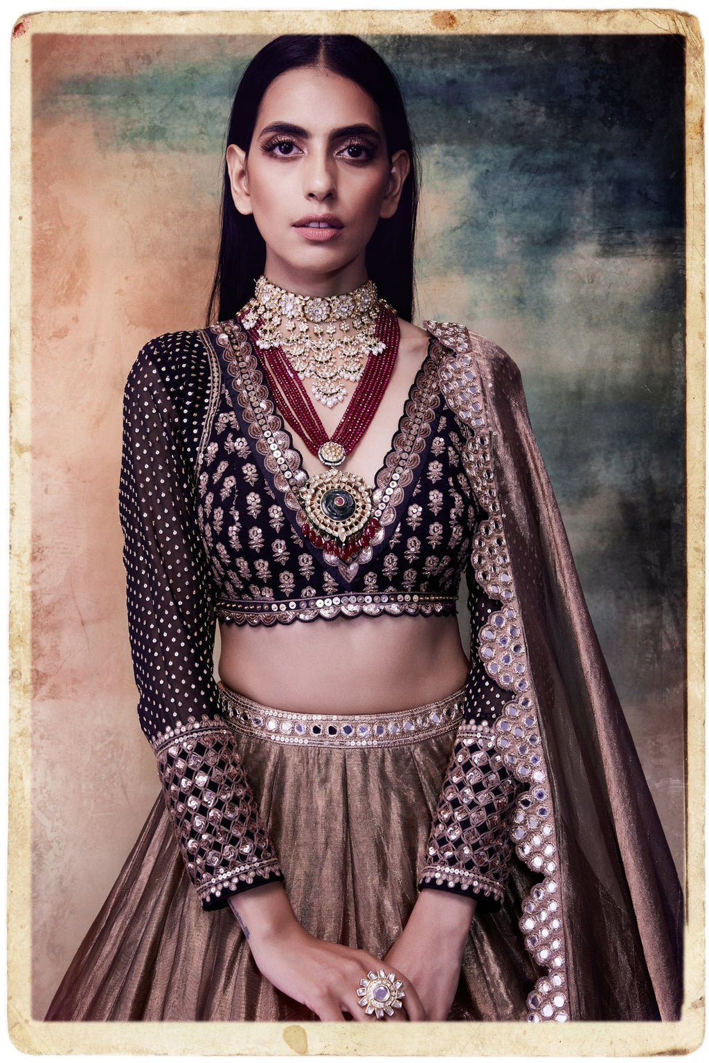 Ivy Women's Lehenga Set | Hand Embroidered Blouse 0