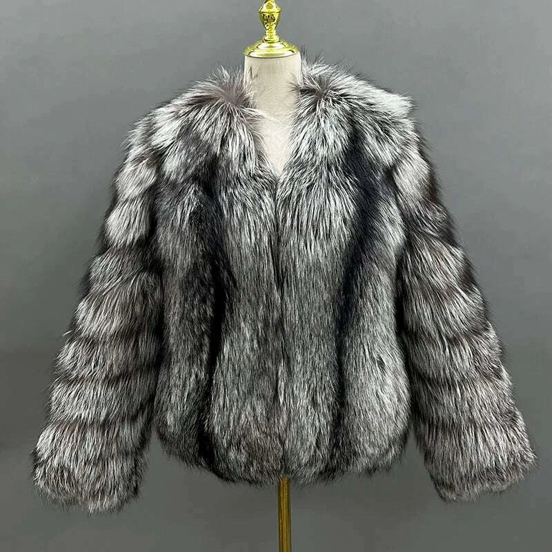 Jade Women's Faux Fur Coat | Elegant V-neck Design for Winter 0