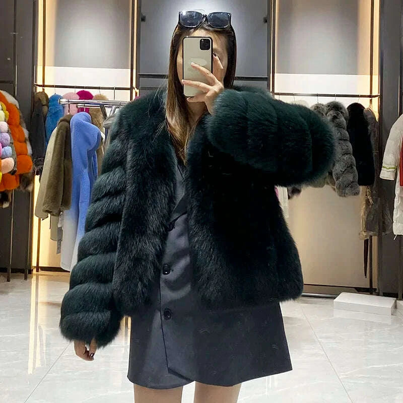 Jade Women's Faux Fur Coat | Elegant V-neck Design for Winter 1