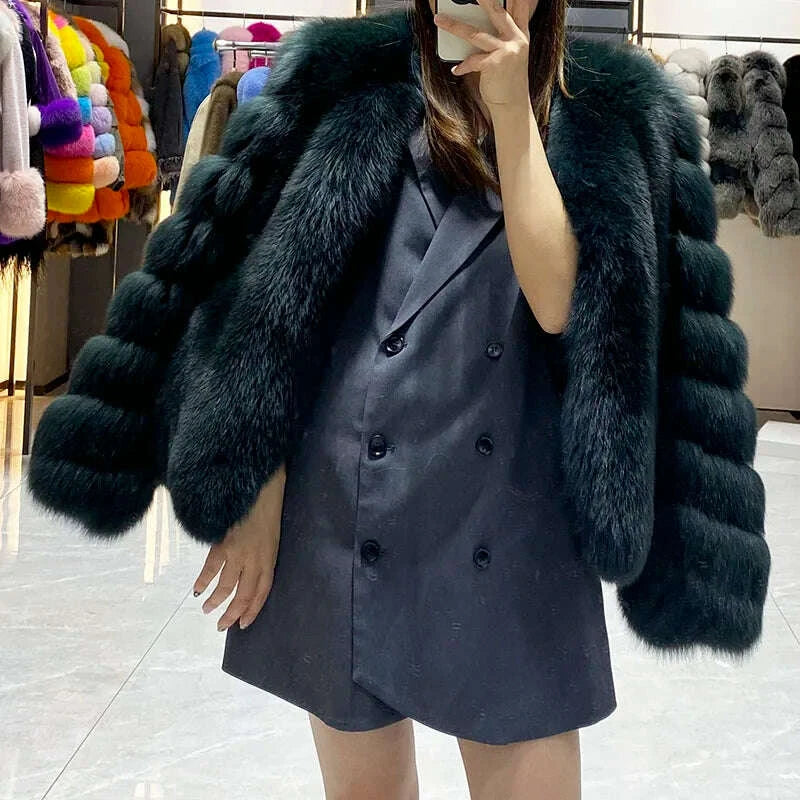 Jade Women's Faux Fur Coat | Elegant V-neck Design for Winter 2