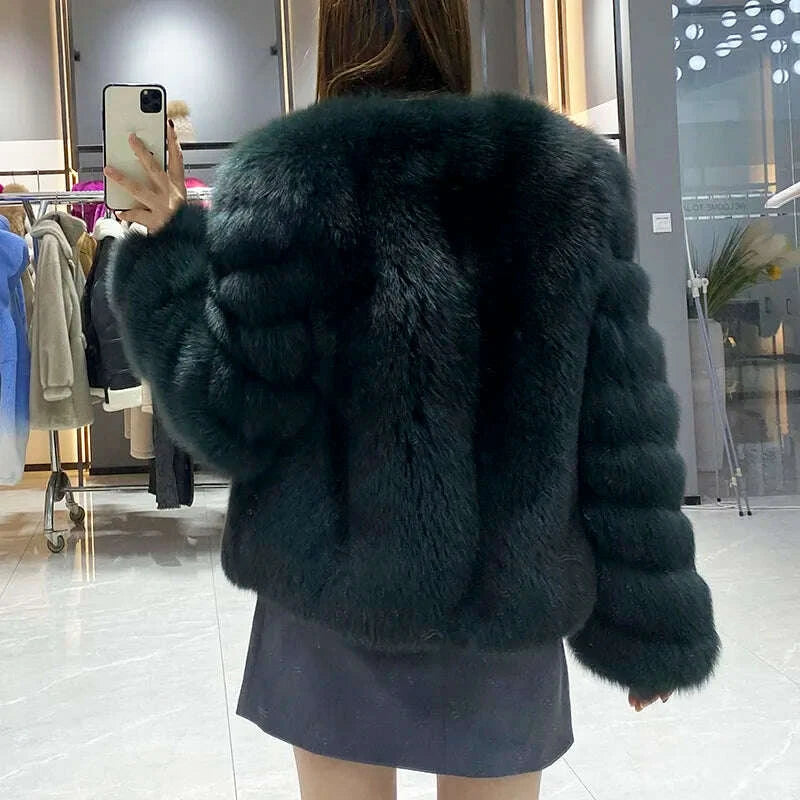 Jade Women's Faux Fur Coat | Elegant V-neck Design for Winter 3