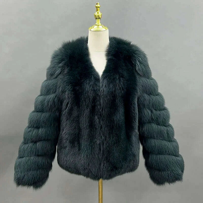 Jade Women's Faux Fur Coat | Elegant V-neck Design for Winter 5