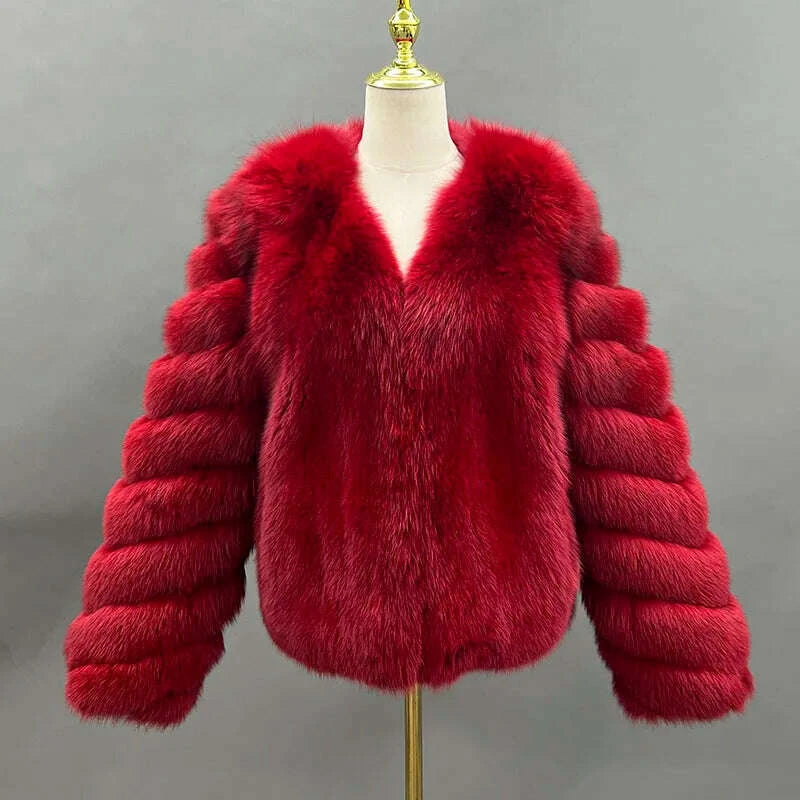 Jade Women's Faux Fur Coat | Elegant V-neck Design for Winter 6
