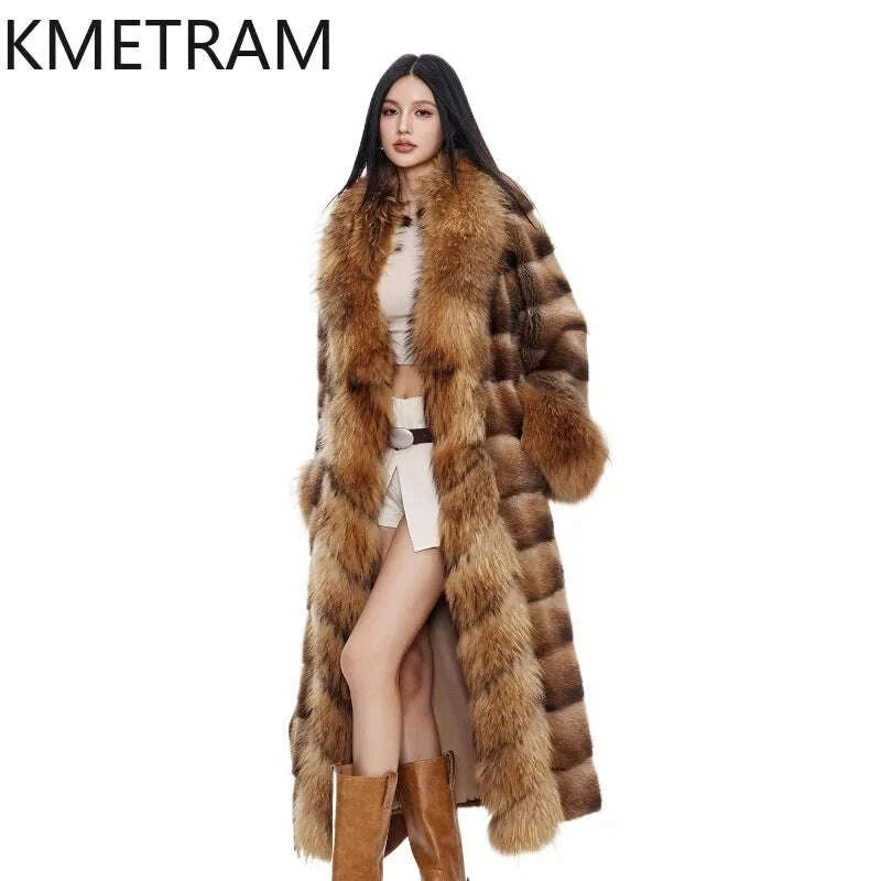 Kara Women's Real Fur Coat | Muskrat & Raccoon Dog Fur, Luxury 1