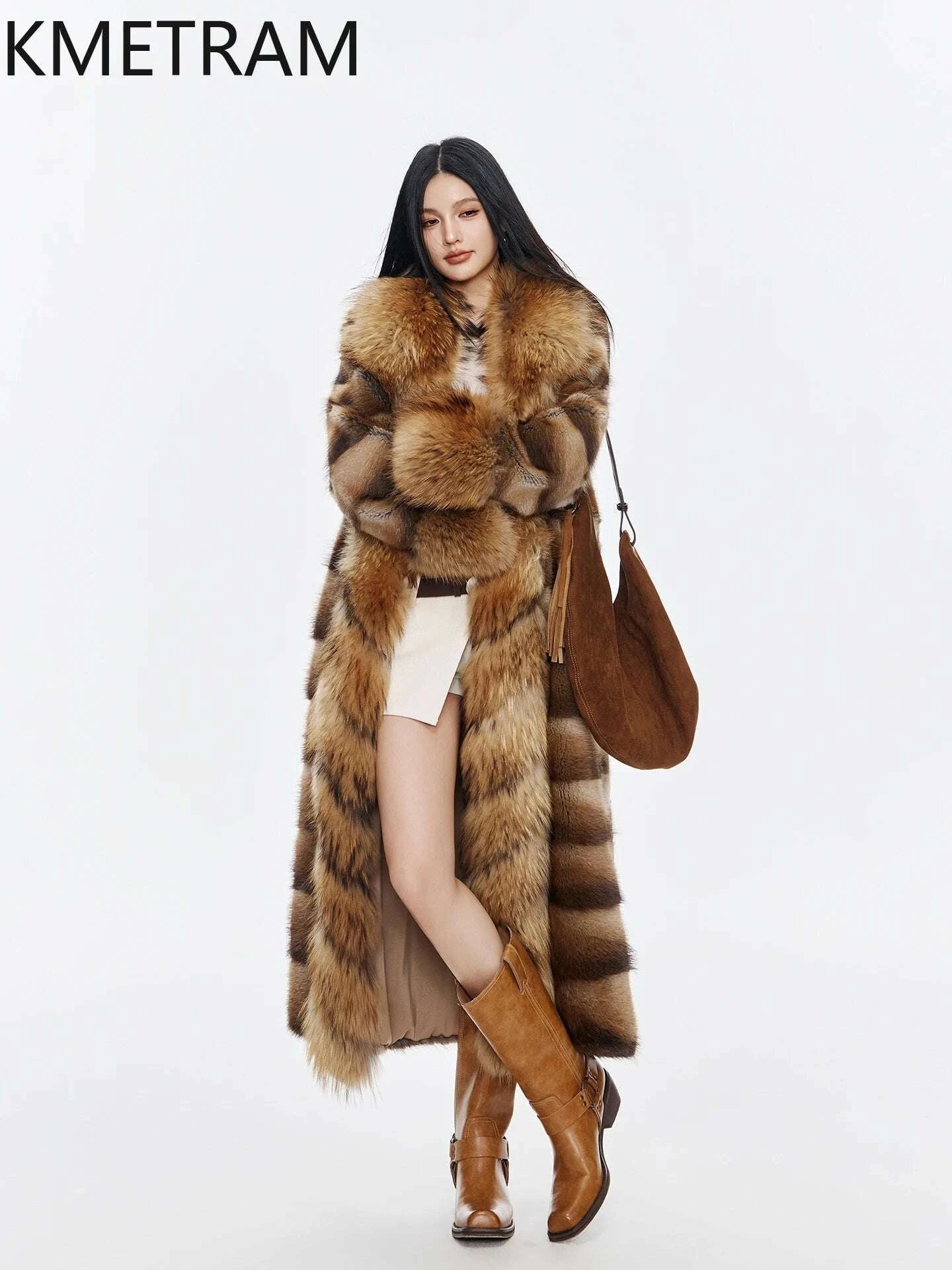 Kara Women's Real Fur Coat | Muskrat & Raccoon Dog Fur, Luxury 2