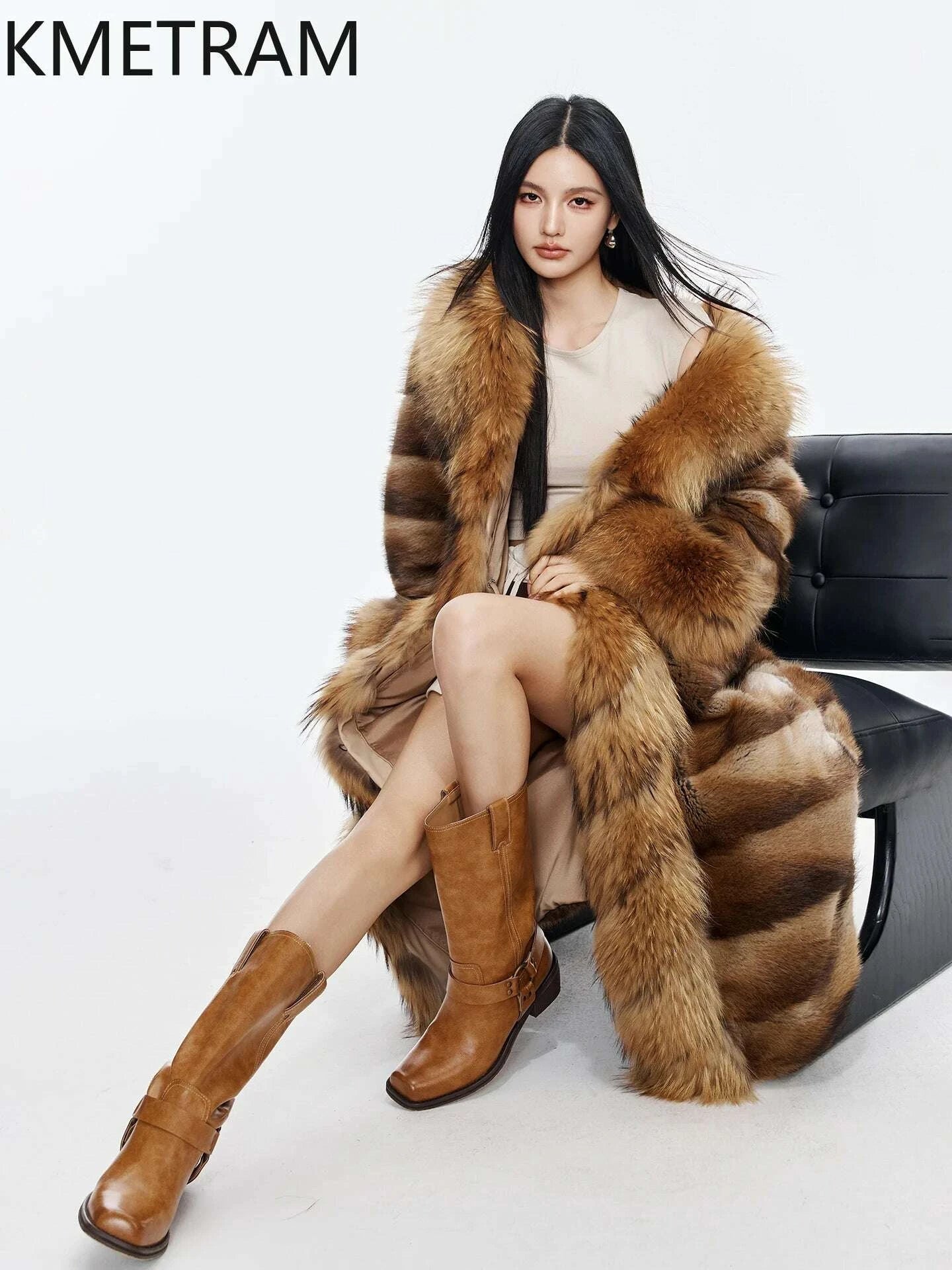 Kara Women's Real Fur Coat | Muskrat & Raccoon Dog Fur, Luxury 3