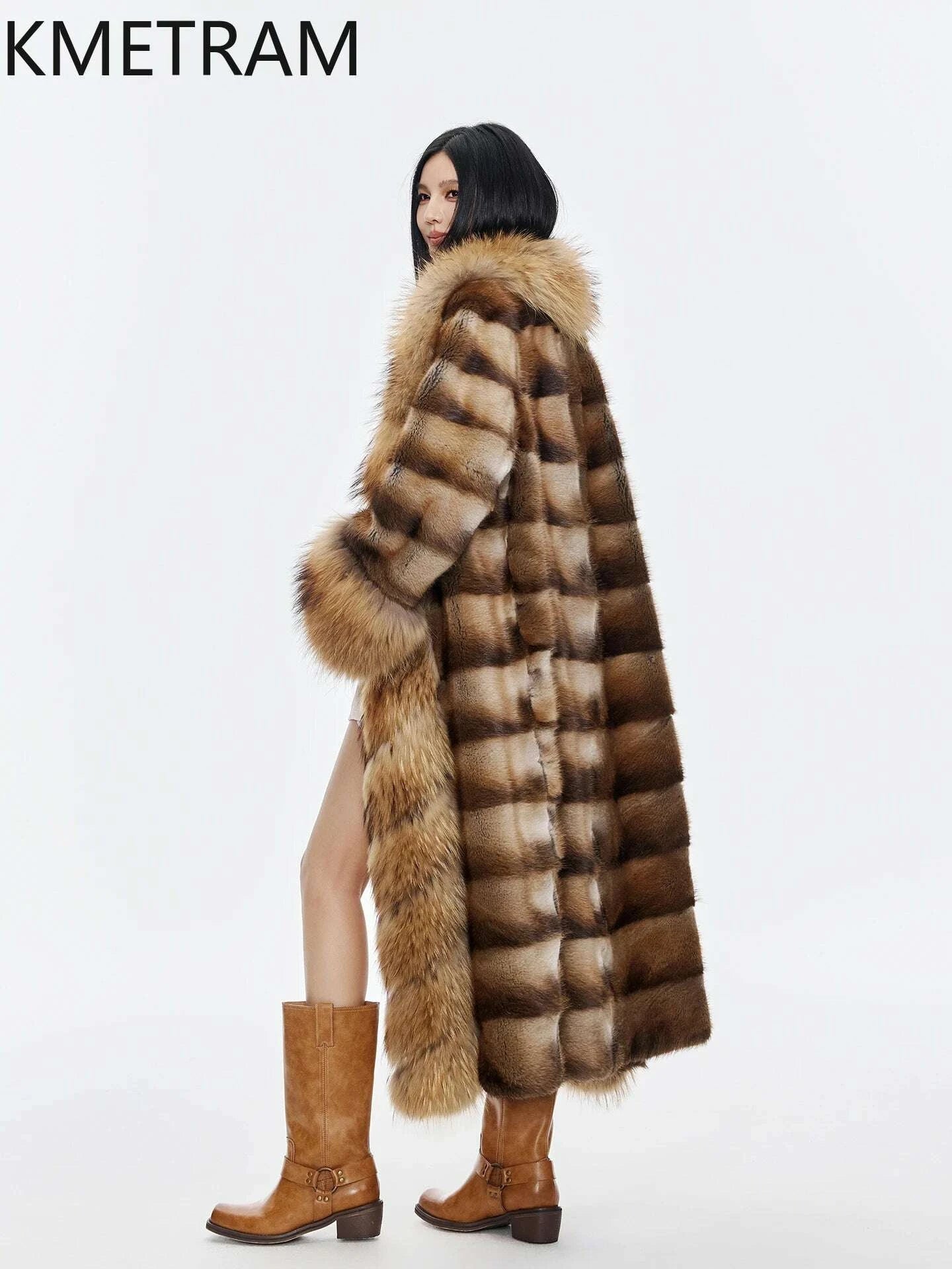 Kara Women's Real Fur Coat | Muskrat & Raccoon Dog Fur, Luxury 4