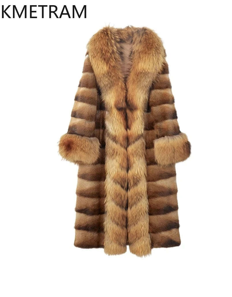 Kara Women's Real Fur Coat | Muskrat & Raccoon Dog Fur, Luxury 5