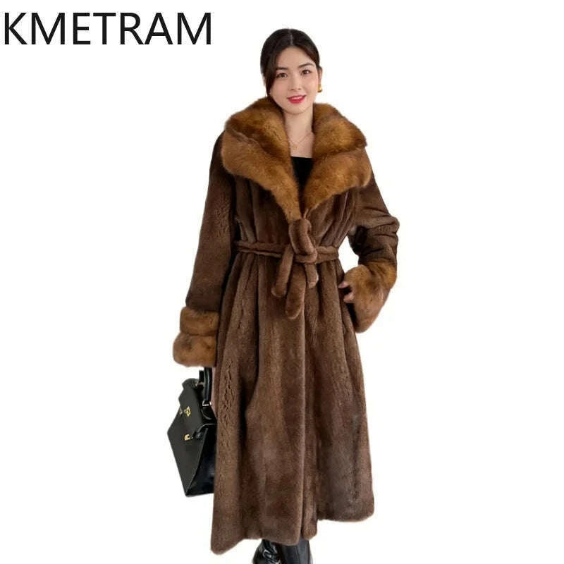 Kara Women's Real Mink Fur Coat | Sable Collar, Winter Fashion 1