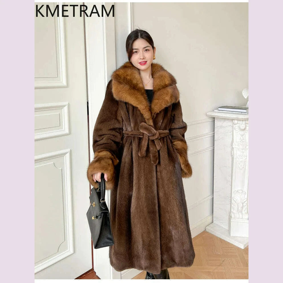 Kara Women's Real Mink Fur Coat | Sable Collar, Winter Fashion 4