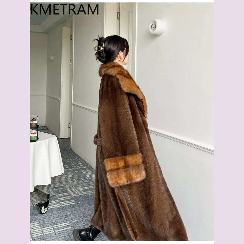 Kara Women's Real Mink Fur Coat | Sable Collar, Winter Fashion 5