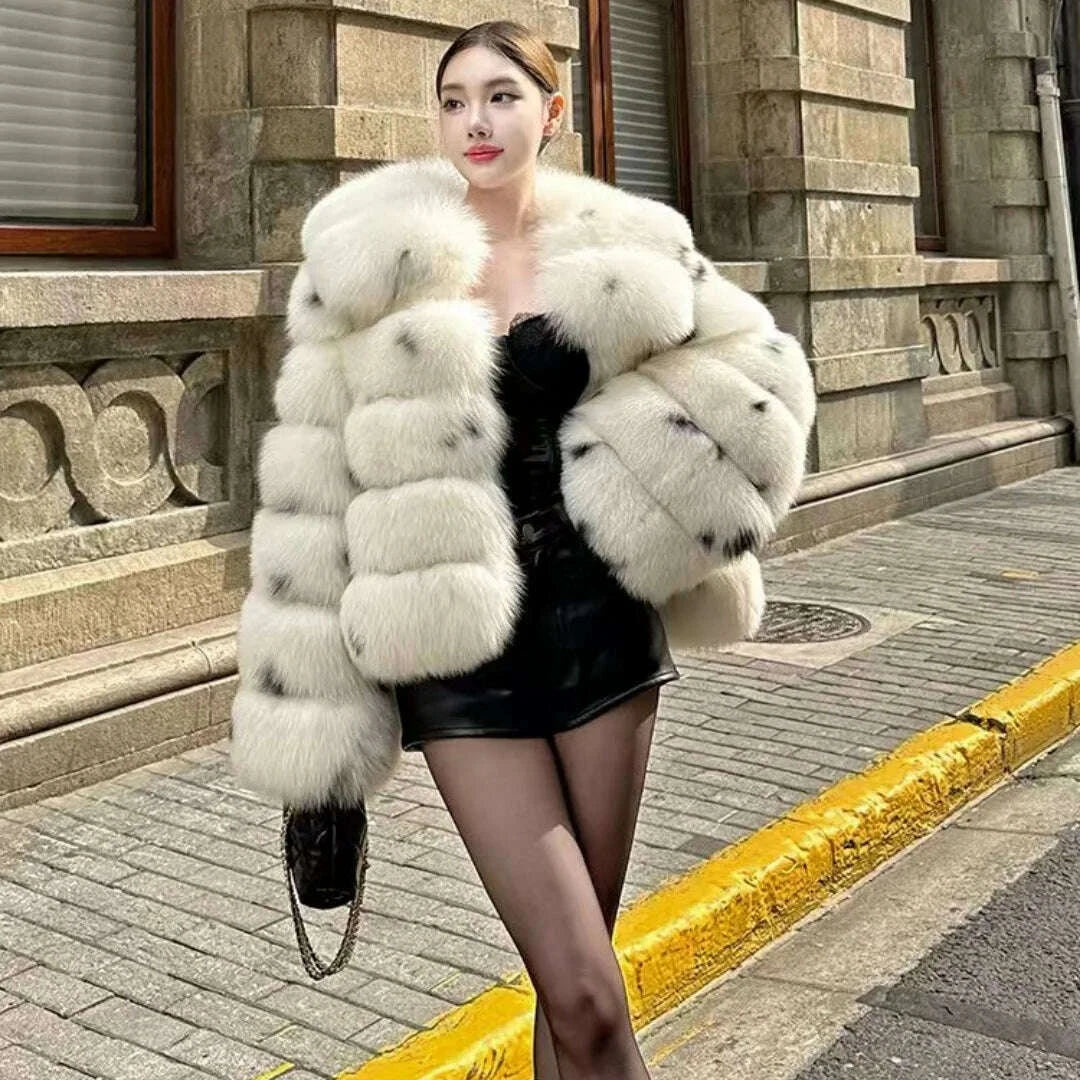 Lina Women's Winter Jacket | Soft Fox Fur, Casual Leopard Print 2