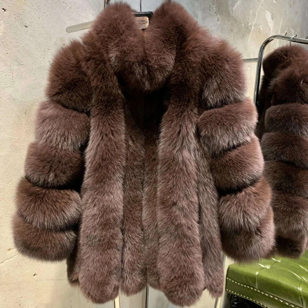Luna Women's Fox Fur Coat | Thick Warm Design 10