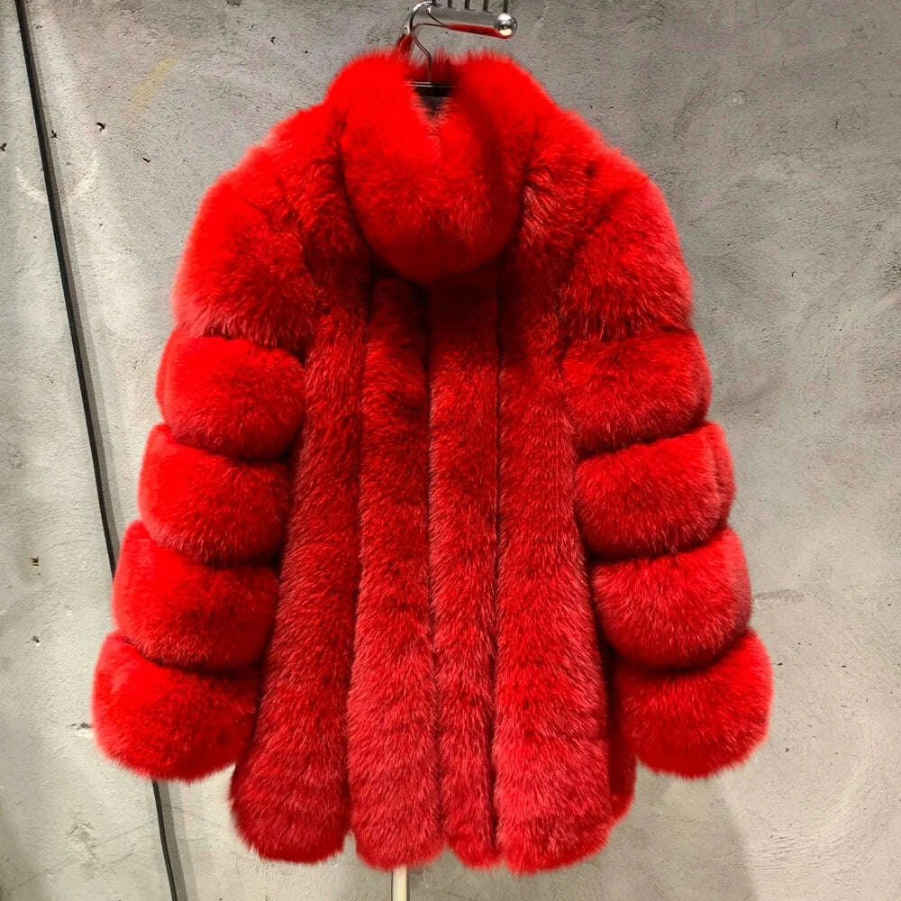 Luna Women's Fox Fur Coat | Thick Warm Design 11