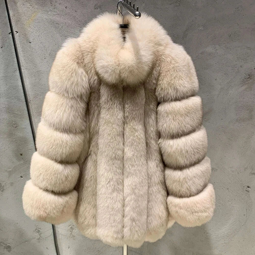 Luna Women's Fox Fur Coat | Thick Warm Design 13