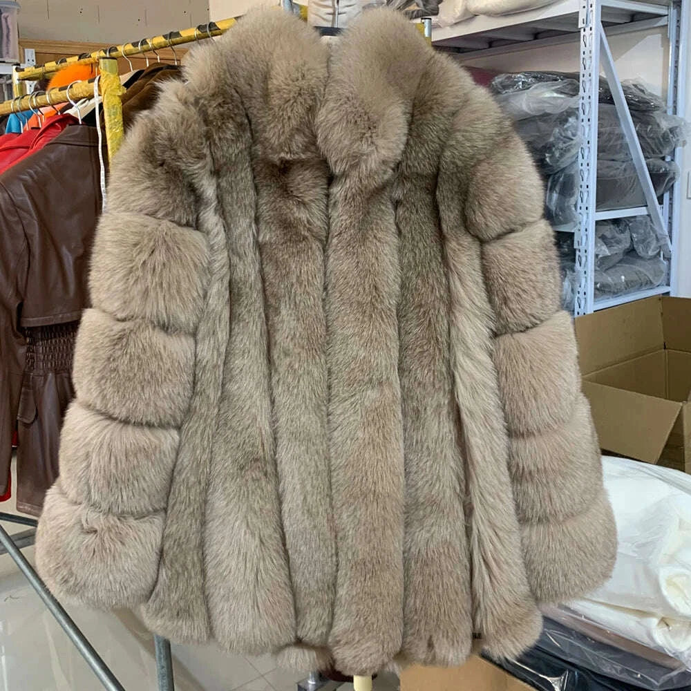 Luna Women's Fox Fur Coat | Thick Warm Design 8