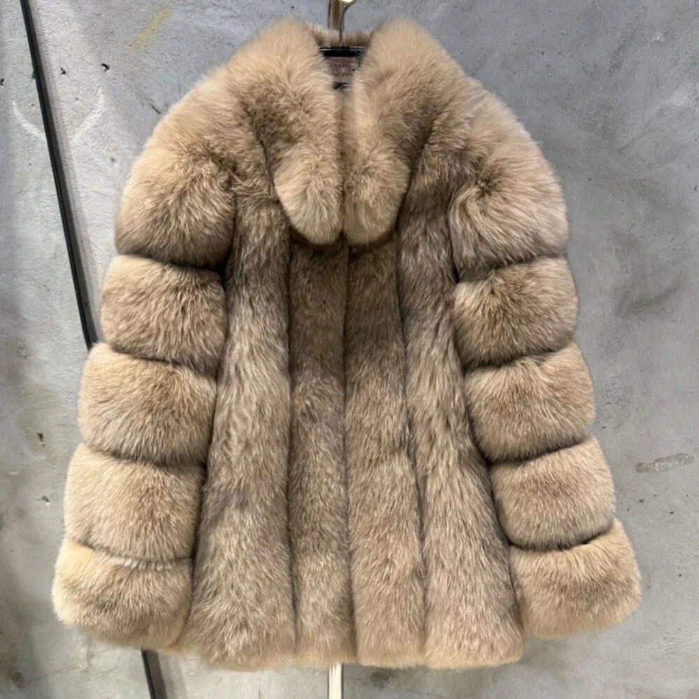 Luna Women's Fox Fur Coat | Thick Warm Design 9