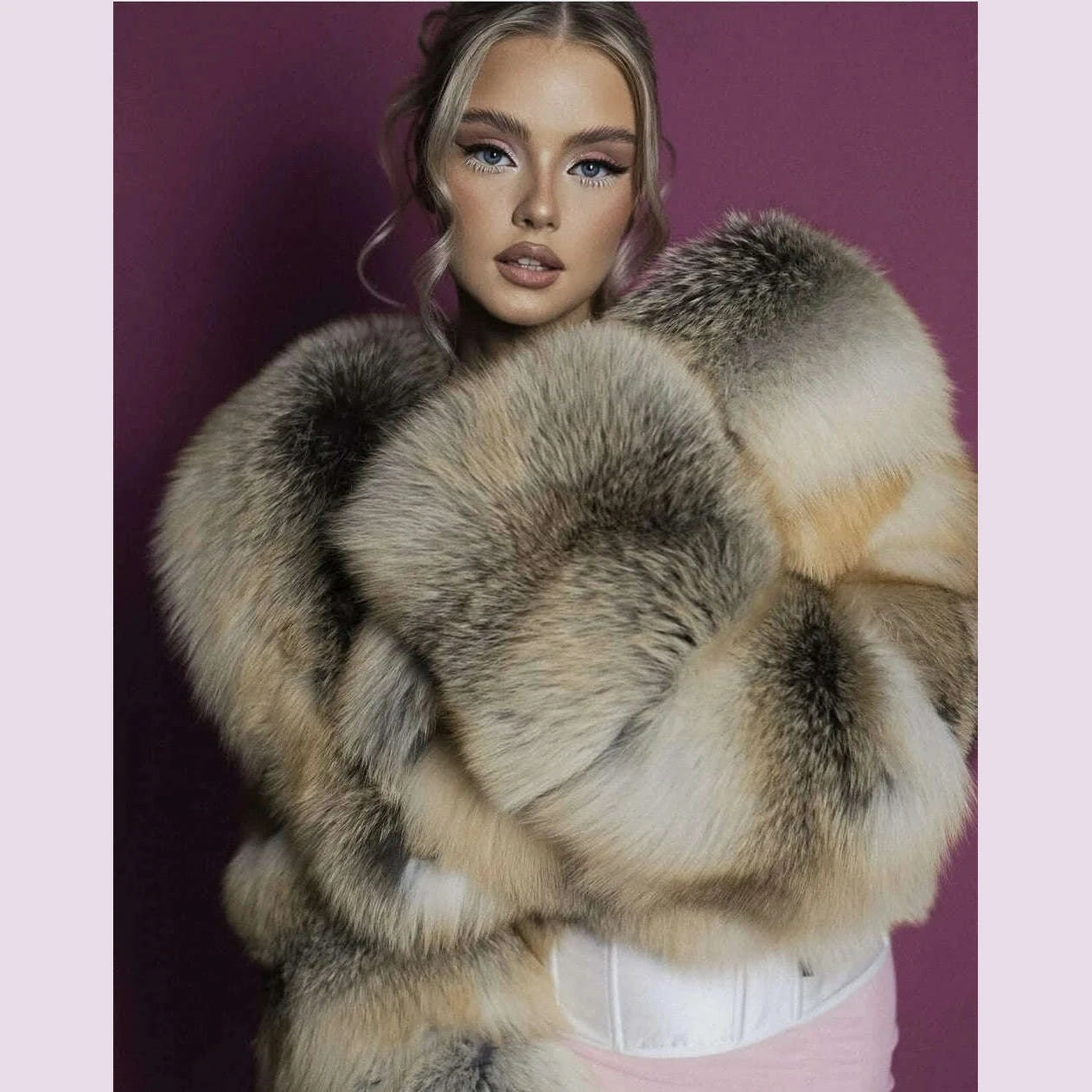 Luxe Women's Crop Top Coat | 100% Natural Fox Fur 2