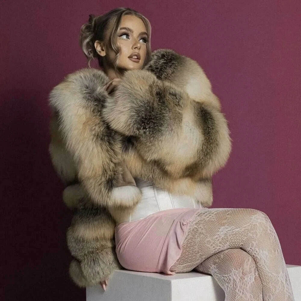 Luxe Women's Crop Top Coat | 100% Natural Fox Fur 3