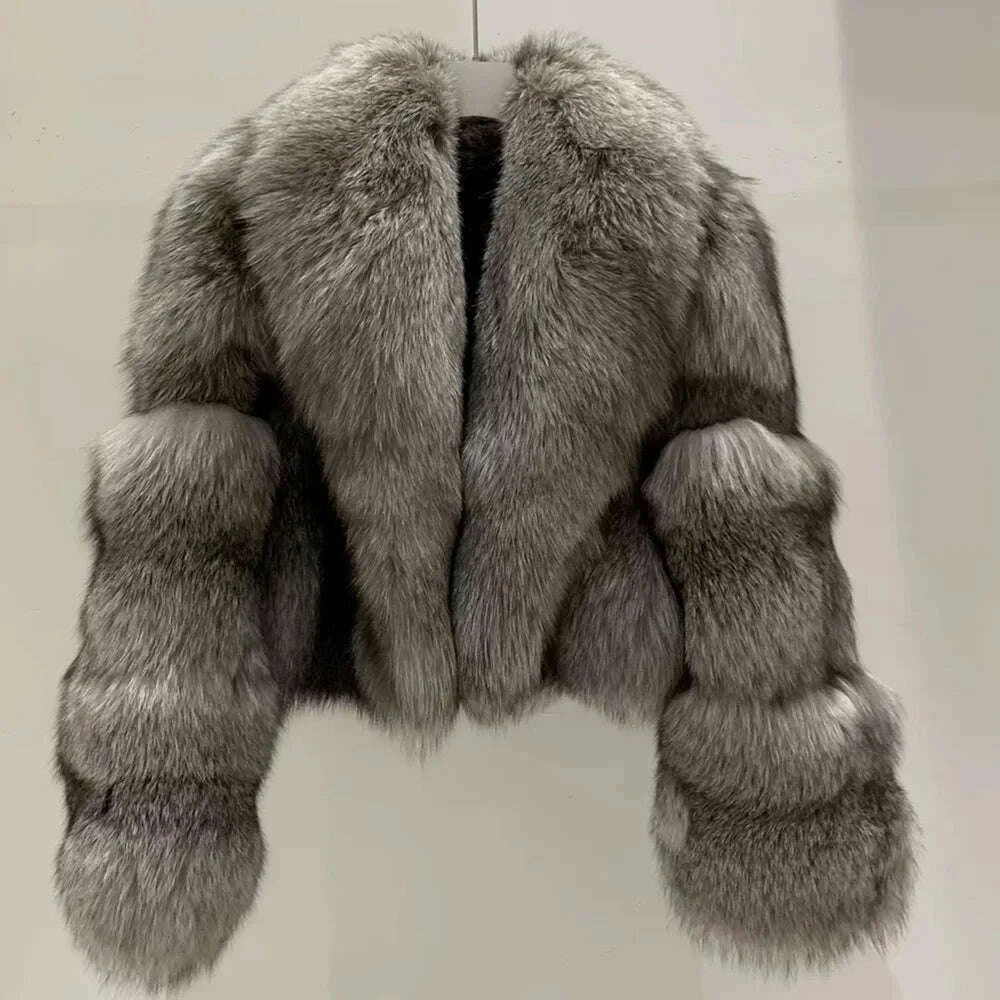 Luxe Women's Crop Top Coat | 100% Natural Fox Fur 8