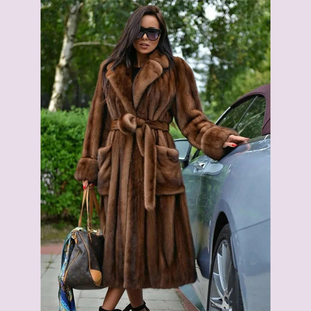 Mila Women's Long Mink Fur Coat | High-Quality Genuine Outerwear 6