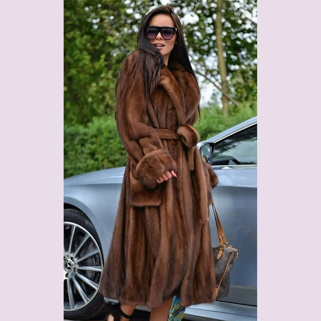Mila Women's Long Mink Fur Coat | High-Quality Genuine Outerwear 7