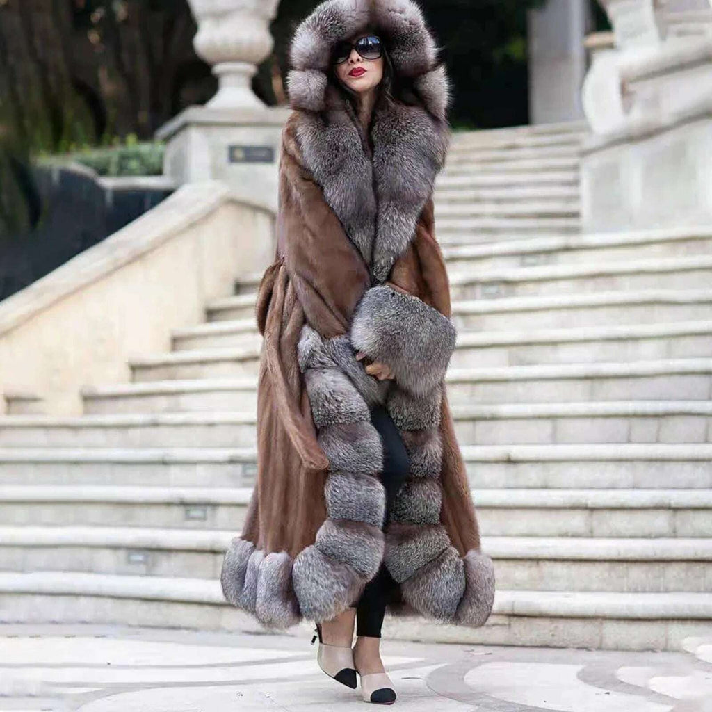 Mila Women's Mink Fur Coat | Genuine Mink with Hood 1