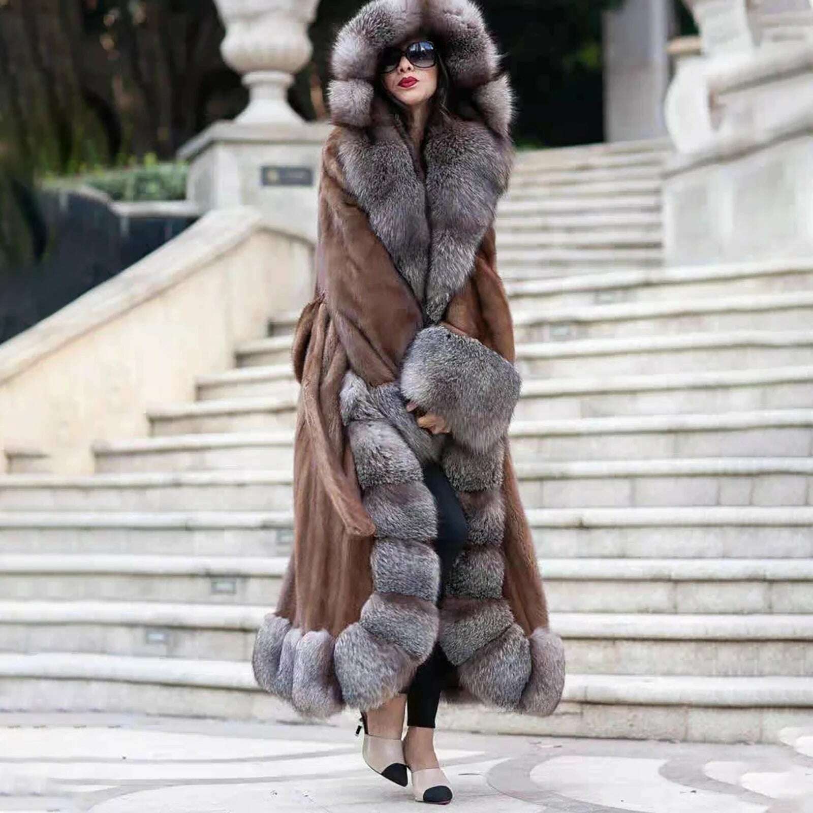 Mila Women's Mink Fur Coat | Genuine Mink with Hood 1