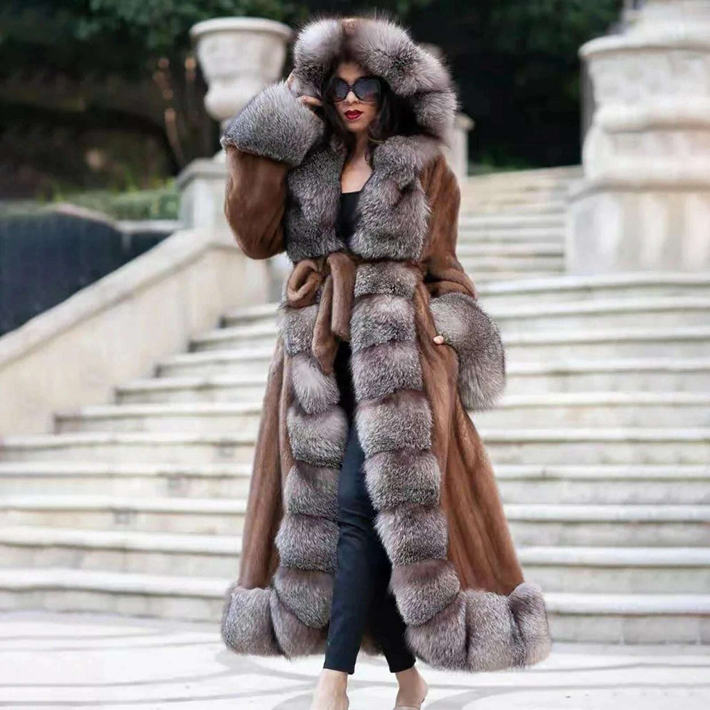 Mila Women's Mink Fur Coat | Genuine Mink with Hood 3