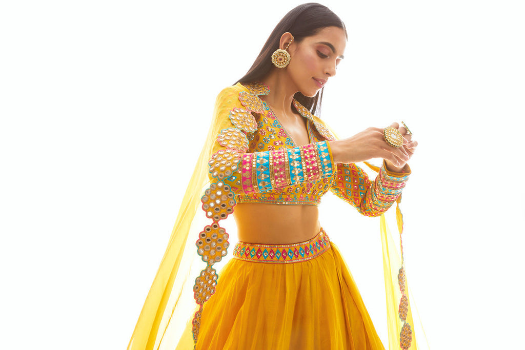 Mira Women's Applique Blouse | Hand Embroidery with Mirror Work, Elegant Design 1