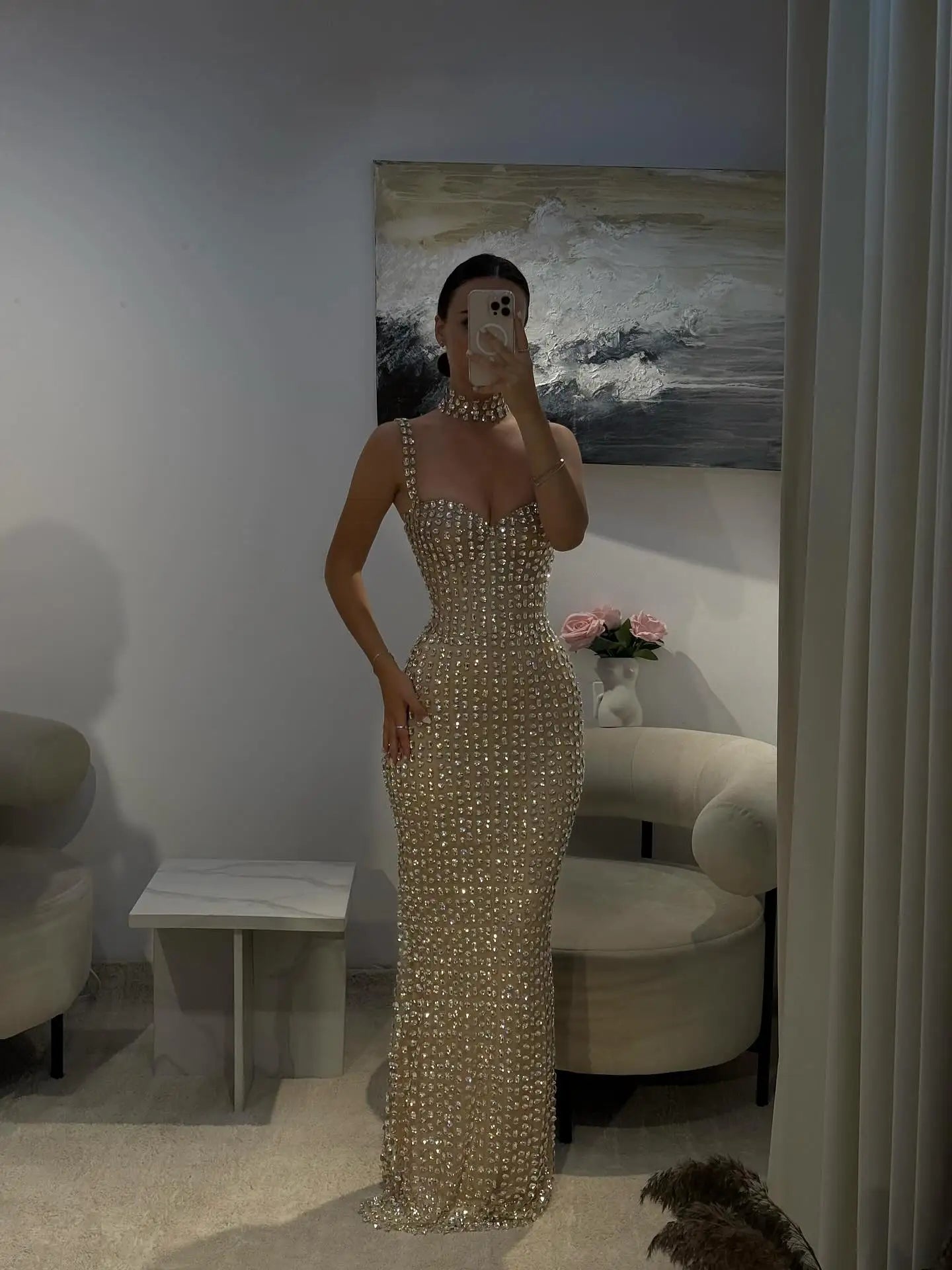 Mira Women's Evening Dress | Crystal Embellished Mermaid Gown 3
