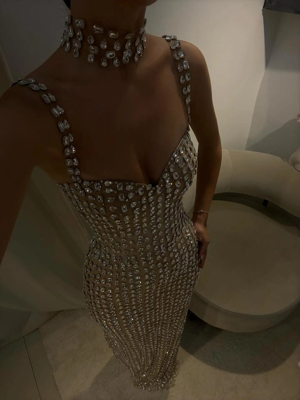 Mira Women's Evening Dress | Crystal Embellished Mermaid Gown 5