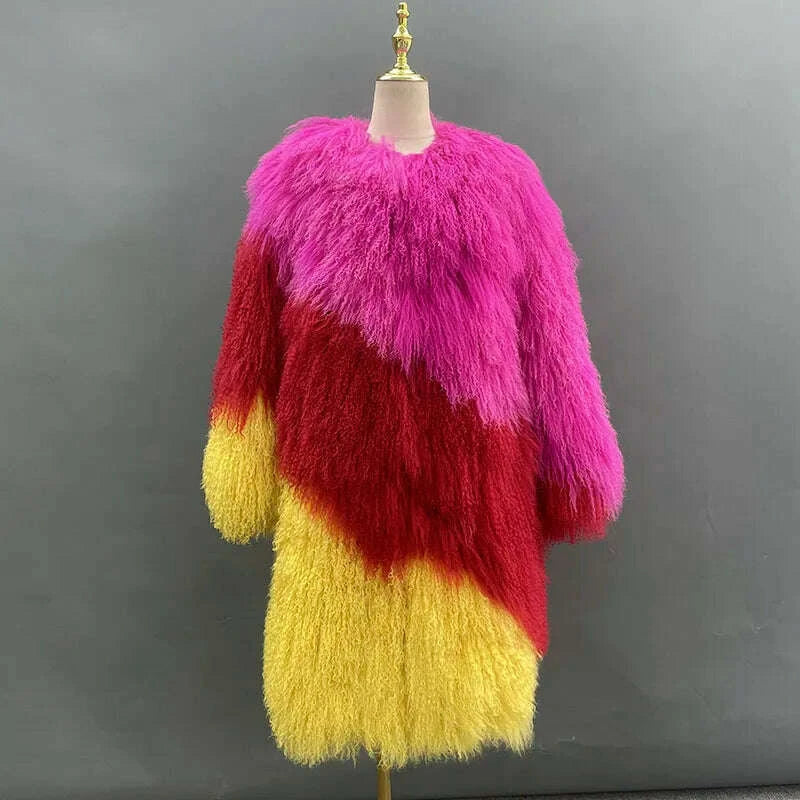 Mira Women's Long Fur Coat | Elegant Mongolia Sheep Fur 1